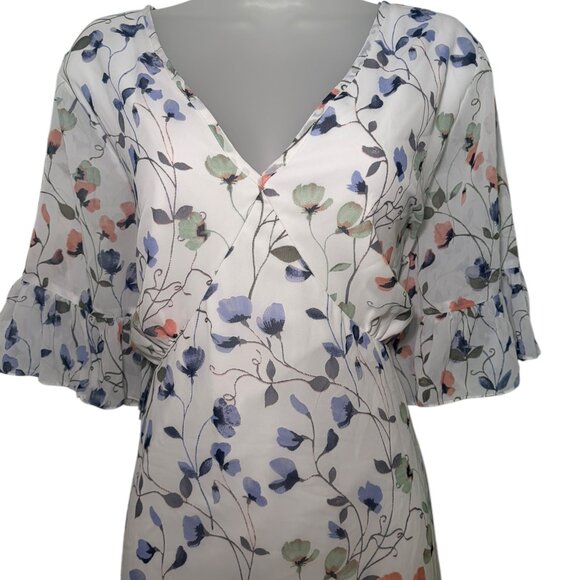 Junarose Floral Ruffle Hem Dress White Multicolor Size 16 - Picture 5 of 7